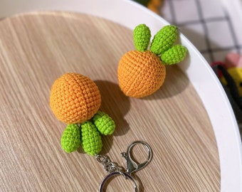 Handmade crochet Cute Chubby Carrot Key Chain| Bag hanging| Carrot finished product| Amigurumi gift, knitting