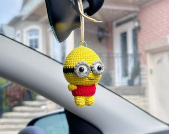 Handmade crochet Cute Minion car hanging, Key Chain| Bag hanging| Minion finished product| Amigurumi gift, knitting