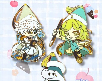 witch hat atelier Enamel Pin: Coco and Qifrey, Brushbuddy