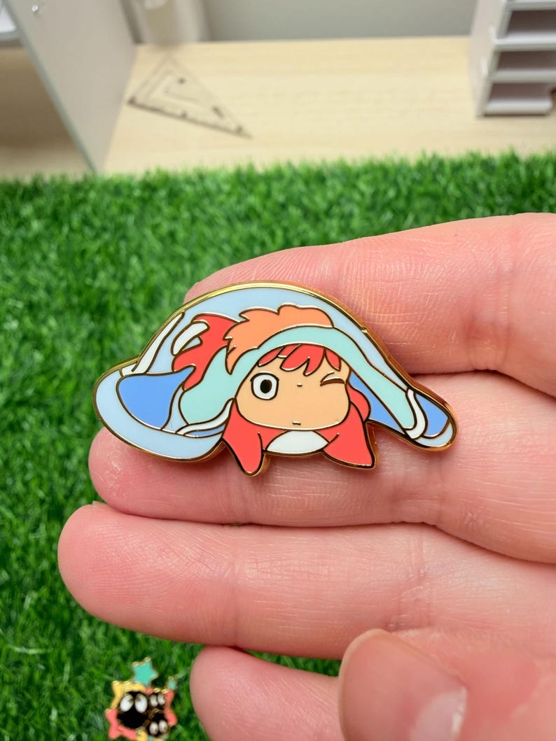 Studio Ghibli Enamel Pins - toroto, Calcifer, soot sprites, Turnip head, Jiji cat, Heen dog Ponyo