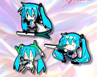 Virtual Vocalist Miku onion hard Enamel Pin | Hatsune Miku Pin | Funny Miku | kungfu onion Miku | sniper miku | flying Miku | funky Miku