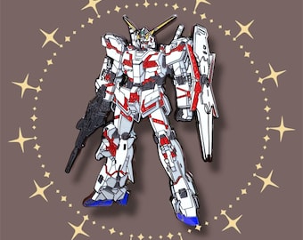 Large Unicorn Gundam Enamel Pin: Anime Backpack Pin