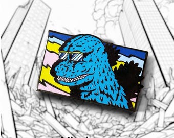 Funky Godzilla Enamel Pin|  Pins Anime Gift For Boys Enamel Legendary collections|  Bag Pins Backpack Pins| Power | sunglass Godzilla | cute