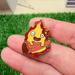 Studio Ghibli Enamel Pins - toroto, Calcifer, soot sprites, Turnip head, Jiji cat, Heen dog Calcifer