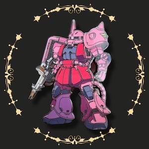 Large Gundam Zaku Enamel Pin: Anime Gift for Boys (80mm/3")
