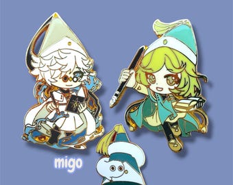witch hat atelier Enamel Pin: Coco and Qifrey, Brushbuddy