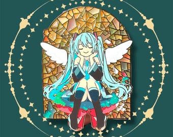 Stained Glass Angel Miku Hard Enamel Pin | Hatsune Miku