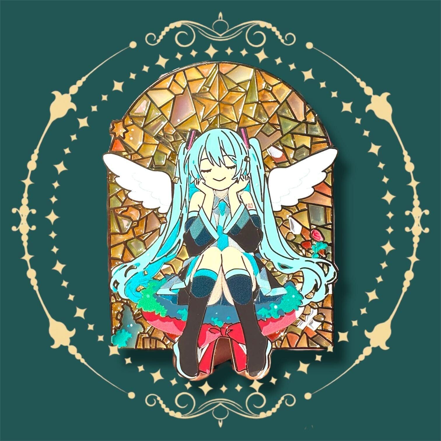 Stained Glass Angel Miku Hard Enamel Pin | Hatsune Miku - Etsy