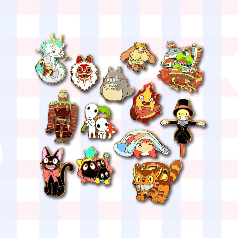 Studio Ghibli Enamel Pins - toroto, Calcifer, soot sprites, Turnip head, Jiji cat, Heen dog image 15