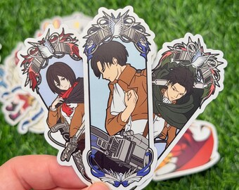 attack on titan Sticker, Mikasa and Levi Vinyl Waterproof Stickers