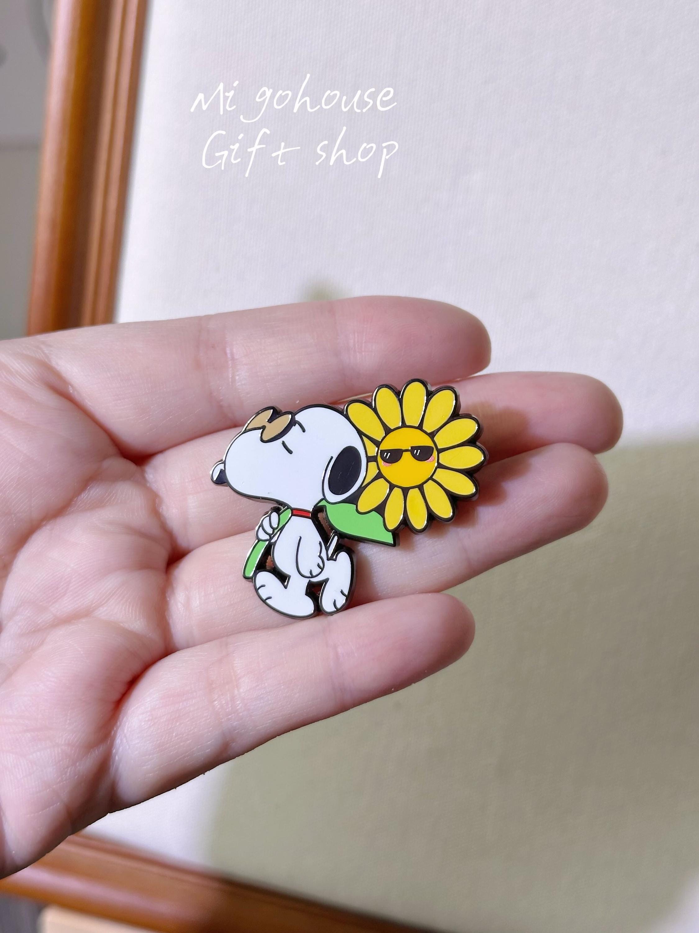 Snoopy With Sunflower Hard Enamel Pin| Snoopy With Sunglass Enamel Pin ...