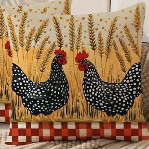 WURF KISSEN BEZUG-Vintage Stil Huhn Dekorative Kissenbezug, 17,7 x 17,7 Zoll