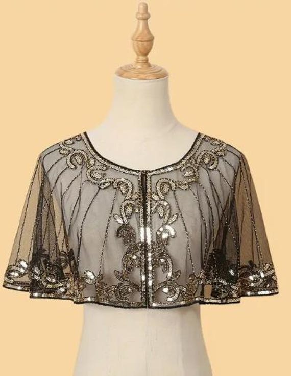 FLAPPER SEQUIN SHAWL-Sequin & Beaded Capelet Shaw… - image 2