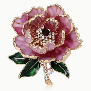 BROOCH-Peony Brooch with Exquisite Sparkling Rhinestones - Classic Vintage Gradient Design, Ideal Gift