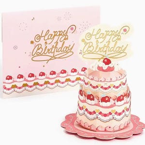 DÉCOR DE FÊTE - Carte de joyeux anniversaire pop-up en 3D avec décoration de gâteau - Carte postale de décoration d'anniversaire pour une occasion spéciale