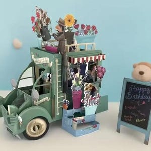 CARTÃO POP-UP - Cartão de aniversário pop-up 3D com tema de desenho animado - Arte em papel cortada a laser, presente ideal para todas as idades, perfeito para decoração de festas