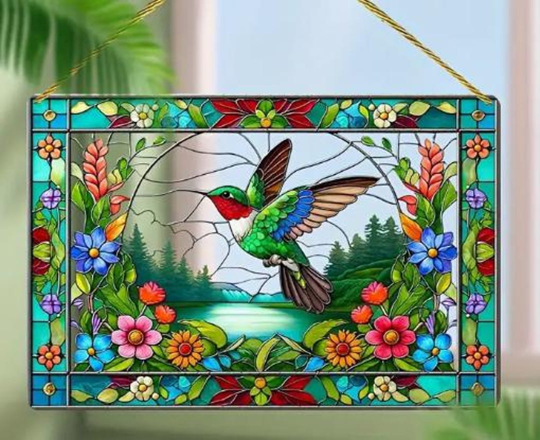 SUNCATCHER- Hummingbird, Vibrant Acrylic Indoor or Outdoor Window Decor ...