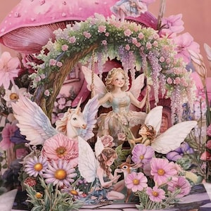 POPUP CARD-3D Angel Garden Pop-Up CARD - Parfaite pour les anniversaires, la Saint-Valentin et la fête des Mères avec carte de correspondance et enveloppe incluses