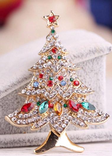 Broche De Noël En Forme De Sapin - Bijou Vintage Avec Strass - Décoration Fête Femme Cadeau