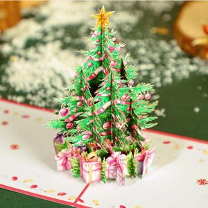 POPUP CARD-3D Merry Christmas Pop-Up Tree Greeting Card with Note and Envelope - Festive Holiday Card - Holiday Wishes & Gift Packaging