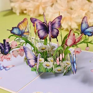 POPUP CARD - Handgefertigte 3D Schmetterling Pop-Up Grußkarte - Einzigartiges 3D Design Perfekt für alle Gelegenheiten - Inklusive Umschlag & Grußkarte