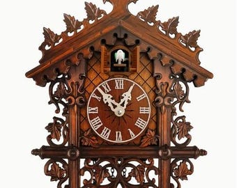 WALL CLOCK- Cuckoo Clock, Quartz Clock, Singing Bird, and Swing Pendulum, Fabricated Wood