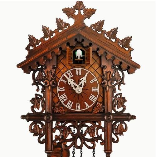 WALL CLOCK- Cuckoo Clock, Quartz Clock, Singing Bird, and Swing Pendulum, Fabricated Wood