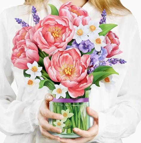 Carte Anniversaire Pop-up Fleurs Roses - Cadeau Romantique Mère, Femme, Amoureuse