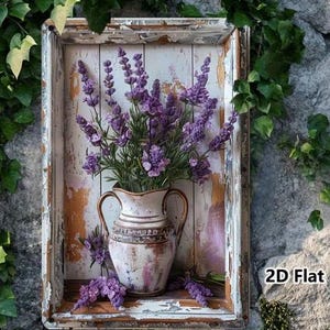 METAL ART- Lavender Purple Flower Boquet, 7.87x11.81 Inch Rustic Home Office Bar Outdoor Decoration
