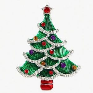 BROOCH-Christmas Colorful Rhinestone Christmas Tree Brooch, Christmas Jewelry Accessory