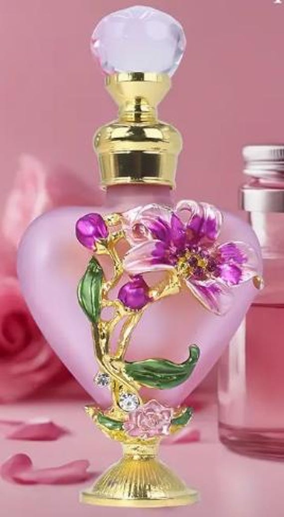 PERFUME Bottle-floral Rhinestone Heart-shaped Enamel Perfume