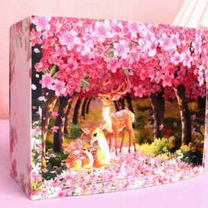 POPUP KARTE Kirschblüten Familie Pop-Up Karte mit Umschlag – Perfekt für alle Gelegenheiten – Handgefertigt mit realistischen Details