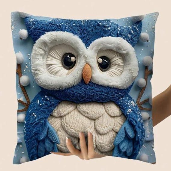 THROW PILLOW COVER- Colorful Owl Floral Print, Soft Plush, 18x18