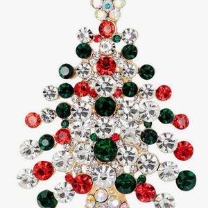 BROOCH-Christmas Colorful Full Rhinestone Christmas Tree Brooch Pin, Christmas Jewelry Accessory