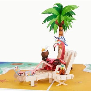 POP-UPKAART: kaart Flamingo Enjoying Life, perfect voor feesten, pensioenen en zomervakanties