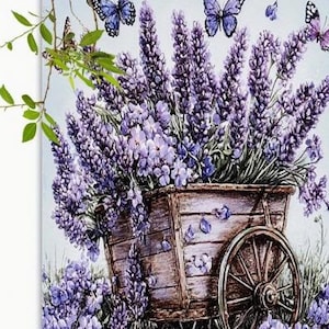 METAL ART- Lavender Purple Flowers & Butterflies, 7.87x11.81 Inch Rustic Home Office Bar Outdoor Decoration
