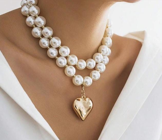 Vintage Pearl Heart Pendant - Etsy