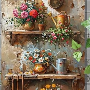 METAL ART- Garden Theme Garden Wall Art Decor, Waterproof Outdoor and Indoor Metal Art
