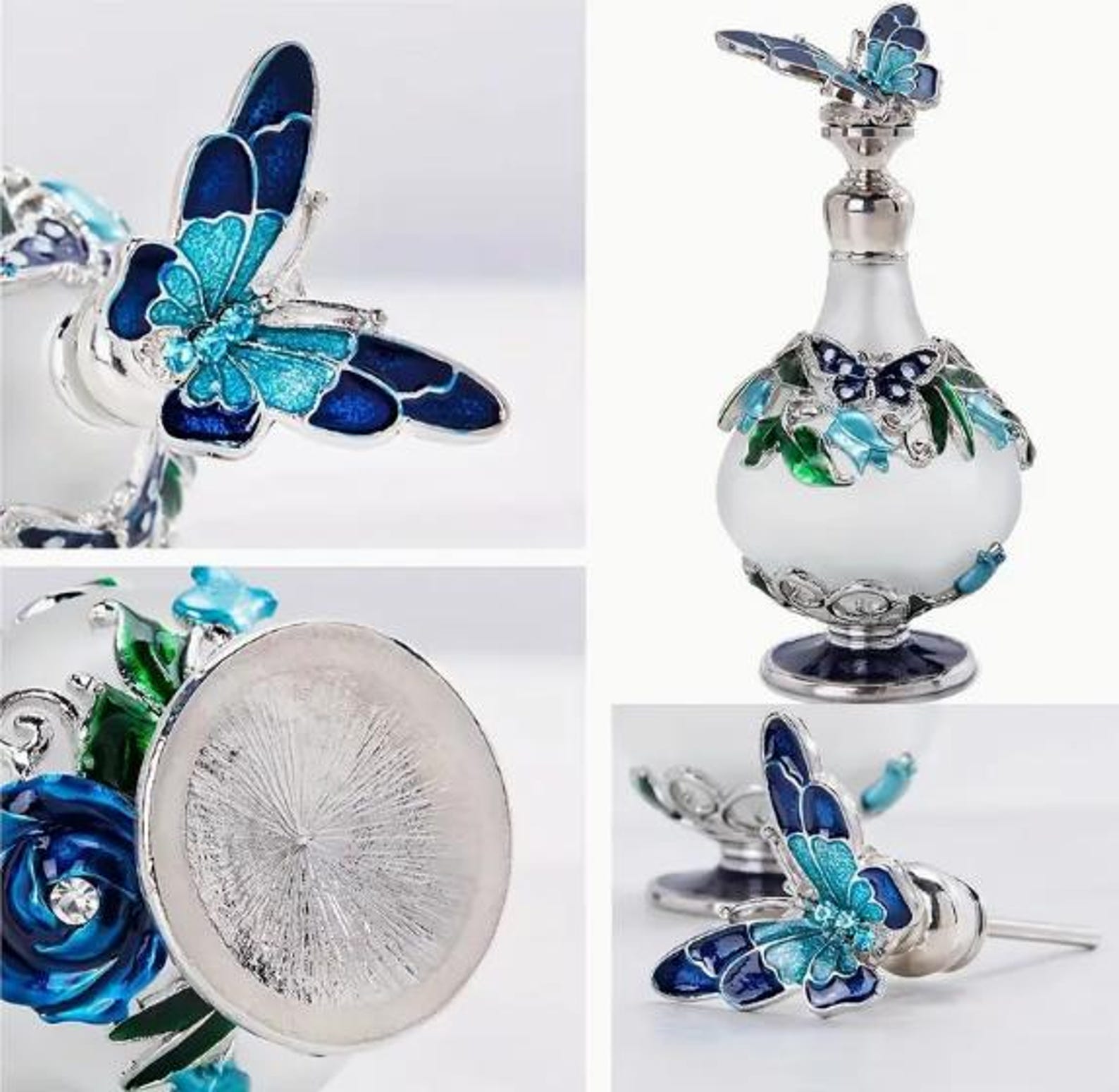 Gs0422-butterfly Decorative Glass Perfume Bottle Empty Vintage Jeweled ...
