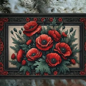 METAL ART-Poppy Flower Decor for Home & Office, Ideal Gift for Her and Him, Living Room, Bedroom, Kitchen Holiday Wall Decor, 8x12 Inch