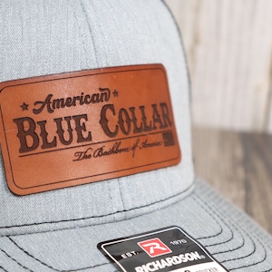 American Blue Collar Leather Patch Hat | Richardson 112 Trucker Snapback