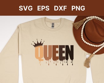 Black Queen SVG, Melanin Art, Black History Month (Digital Download)
