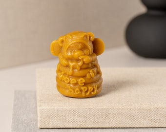 Bee Happy Bear - Beeswax Natural Candle - Handcrafted Scented Decorative Gift - Sweet Favor - Office Home Decoration - Honey Fragrance