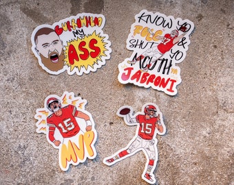 Chiefs waterdichte stickerbundel: Kelce, Mahomes, Super Bowl KC-stickers