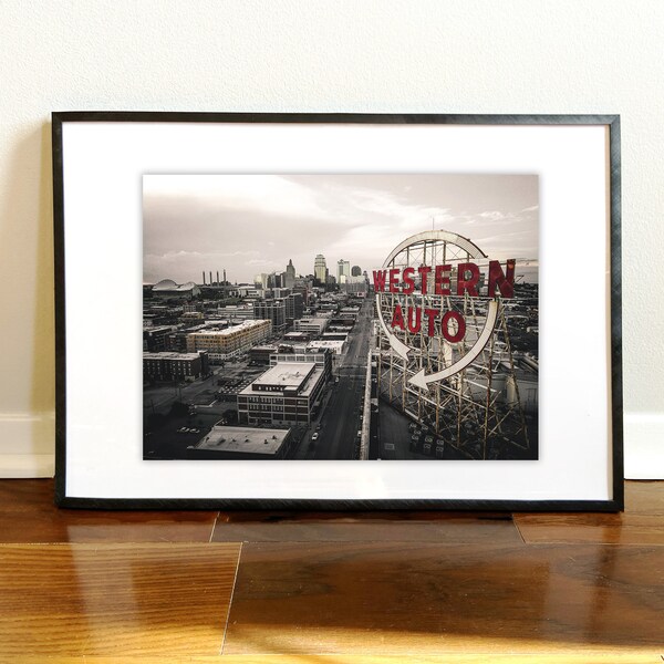 Western Auto Sign Kansas City, Kansas City Print, Kansas City Poster, Kansas City Wall Art, Kansas City Wall Decor, Kansas City Skyline, KC