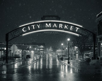 Kansas City Art, River Market, Kansas City Photo, Kansas City Skyline, Kansas City Print, Kansas City Landmarks, City Market, Snow