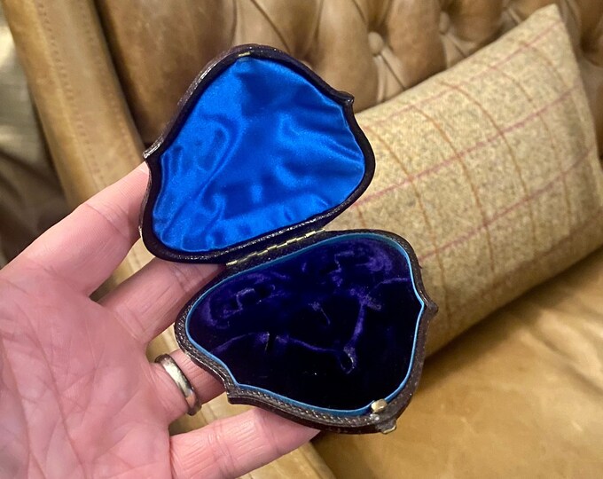 Unusual Tooled Leather Antique Jewelry Box. Unusually Shaped Vintage