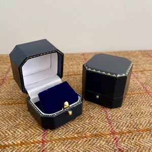 Vintage Style Earrings Box. New Luxury Jewellery box for Earrings. Blue Leatherette Antique Style Jewelry box