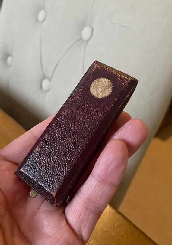 Unusual Tooled Leather Antique Jewellery Box. Victori… Gem