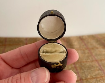 Small Book Shaped Vintage Ring Box. Victorian Wedding Ring Box